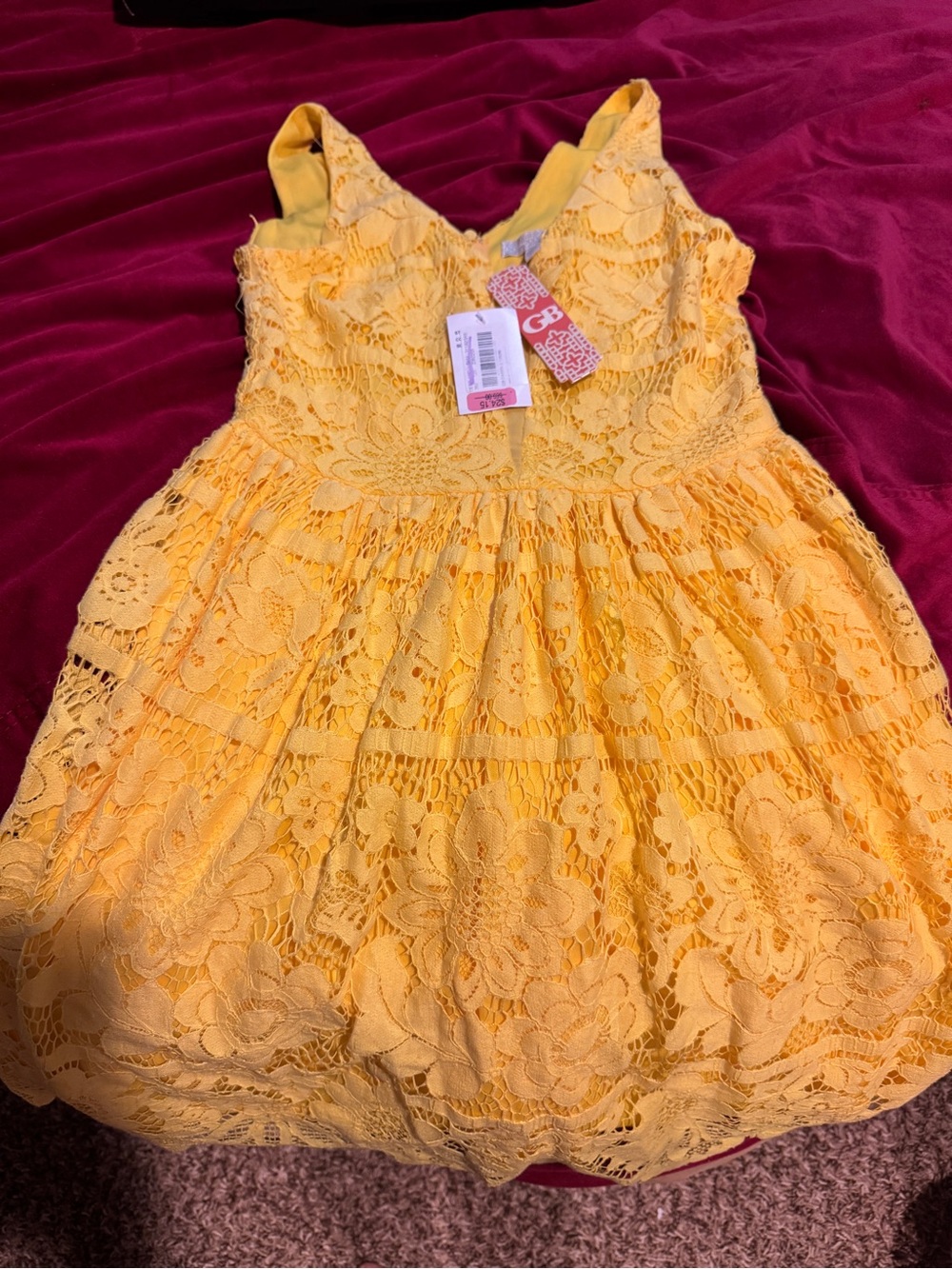 Gianni Bini Yellow Lace Floral Party Dress for Girls